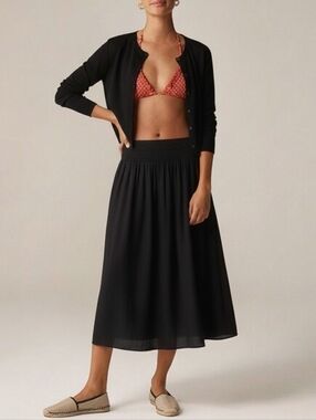 J.Crew Side Tie Ramie Skirt Black Large